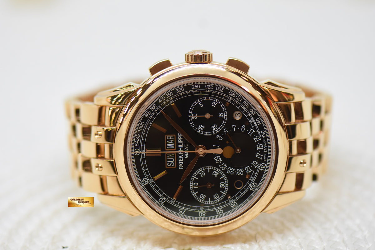 PATEK PHILIPPE GRAND COMPLICATION PERPETUAL CALENDAR, CHRONOGRAPH, MOONPHASE 41mm ROSE GOLD IN BRACELET MANUAL WINDING 5270/1R (MINT)