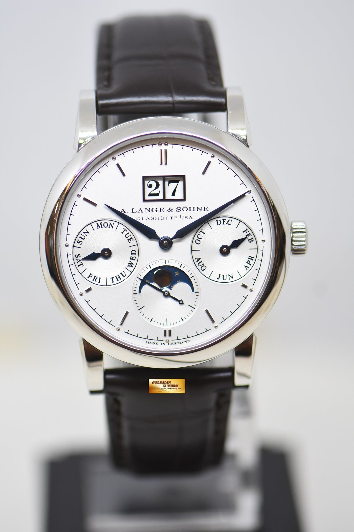A.LANGE & SOHNE SAXONIA ANNUAL CALENDAR 38.5mm WHITE GOLD OUTSIZED DATE MOONPHASE AUTOMATIC 330.026 (MINT)