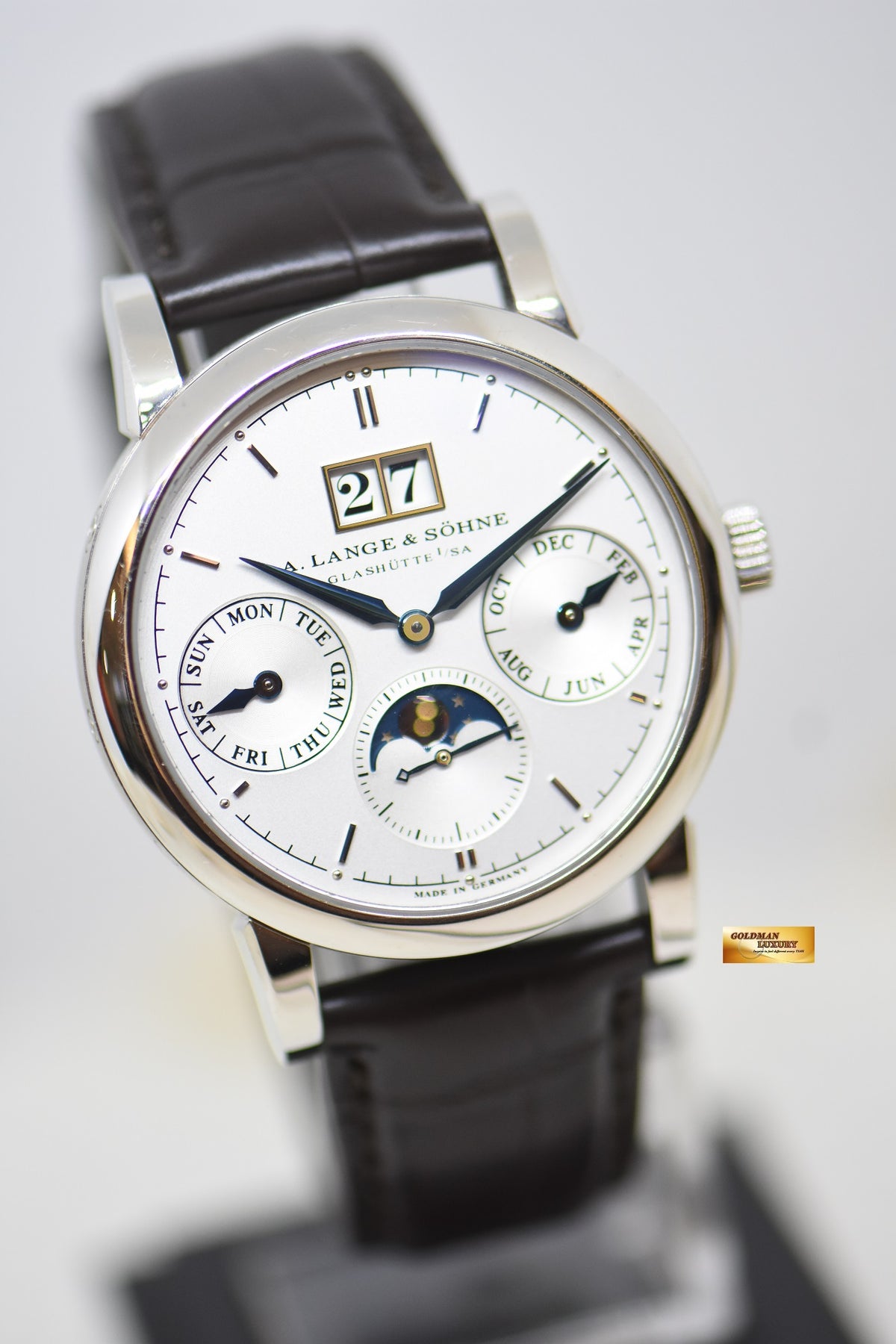 A.LANGE & SOHNE SAXONIA ANNUAL CALENDAR 38.5mm WHITE GOLD OUTSIZED DATE MOONPHASE AUTOMATIC 330.026 (MINT)