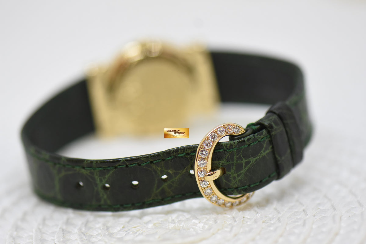 CHOPARD FANCY DIAMOND & EMERALD LADIES YELLOW GOLD MOP DIAMOND DIAL QUARTZ 13-603D-22 (MINT)