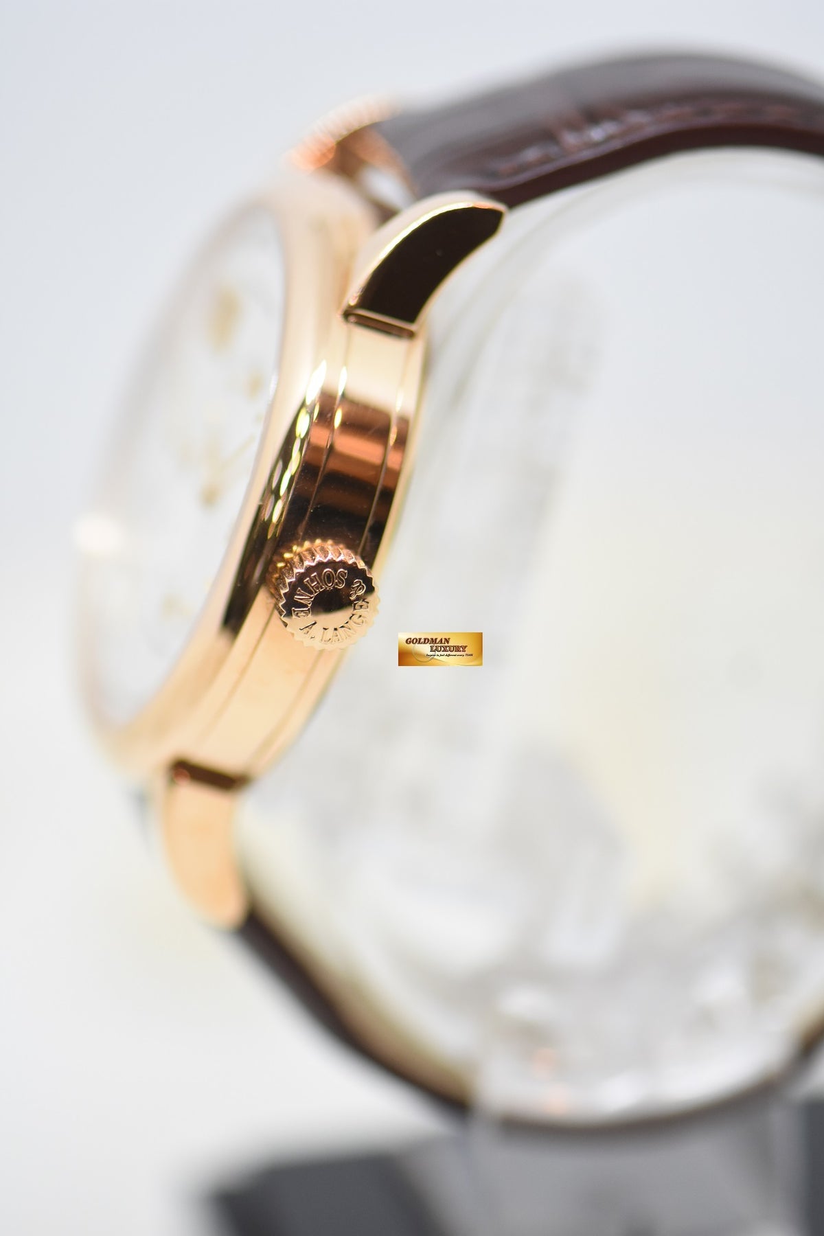 A.LANGE & SOHNE LANGE 1 DAYMATIC 39.5mm ROSE GOLD IN LEATHER SILVER AUTOMATIC 320.032 (MINT)