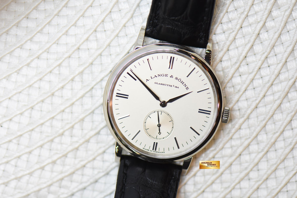 A.LANGE & SOHNE SAXONIA 35mm SMALL SECONDS WHITE GOLD IN STRAP MANUAL 219.026 (MINT)