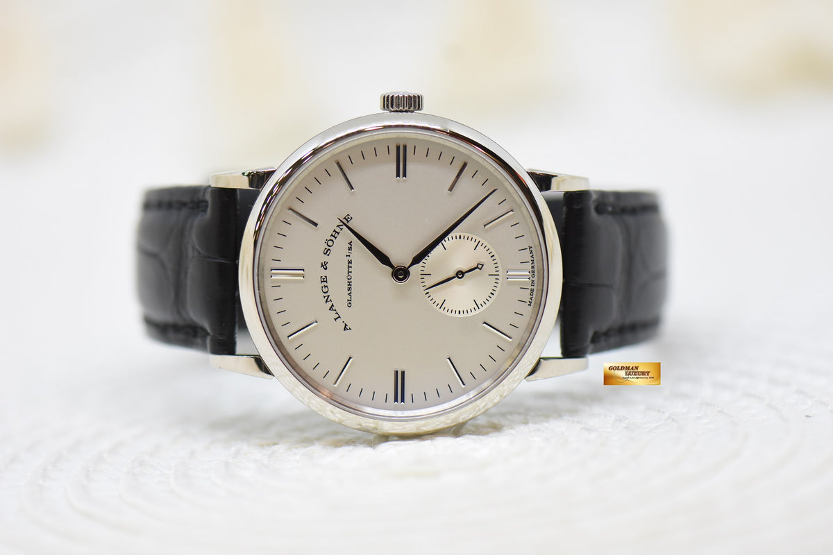 A.LANGE & SOHNE SAXONIA 35mm SMALL SECONDS WHITE GOLD IN STRAP MANUAL 219.026 (MINT)