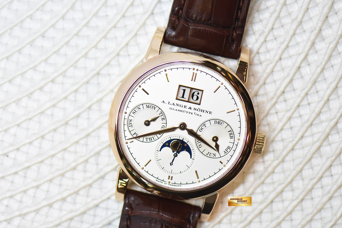 A.LANGE & SOHNE SAXONIA ANNUAL CALENDAR 38.5mm PINK GOLD OUTSIZED DATE MOONPHASE AUTOMATIC 330.032 (MINT)