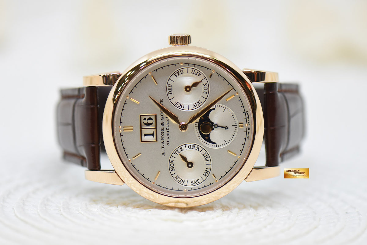 A.LANGE & SOHNE SAXONIA ANNUAL CALENDAR 38.5mm PINK GOLD OUTSIZED DATE MOONPHASE AUTOMATIC 330.032 (MINT)