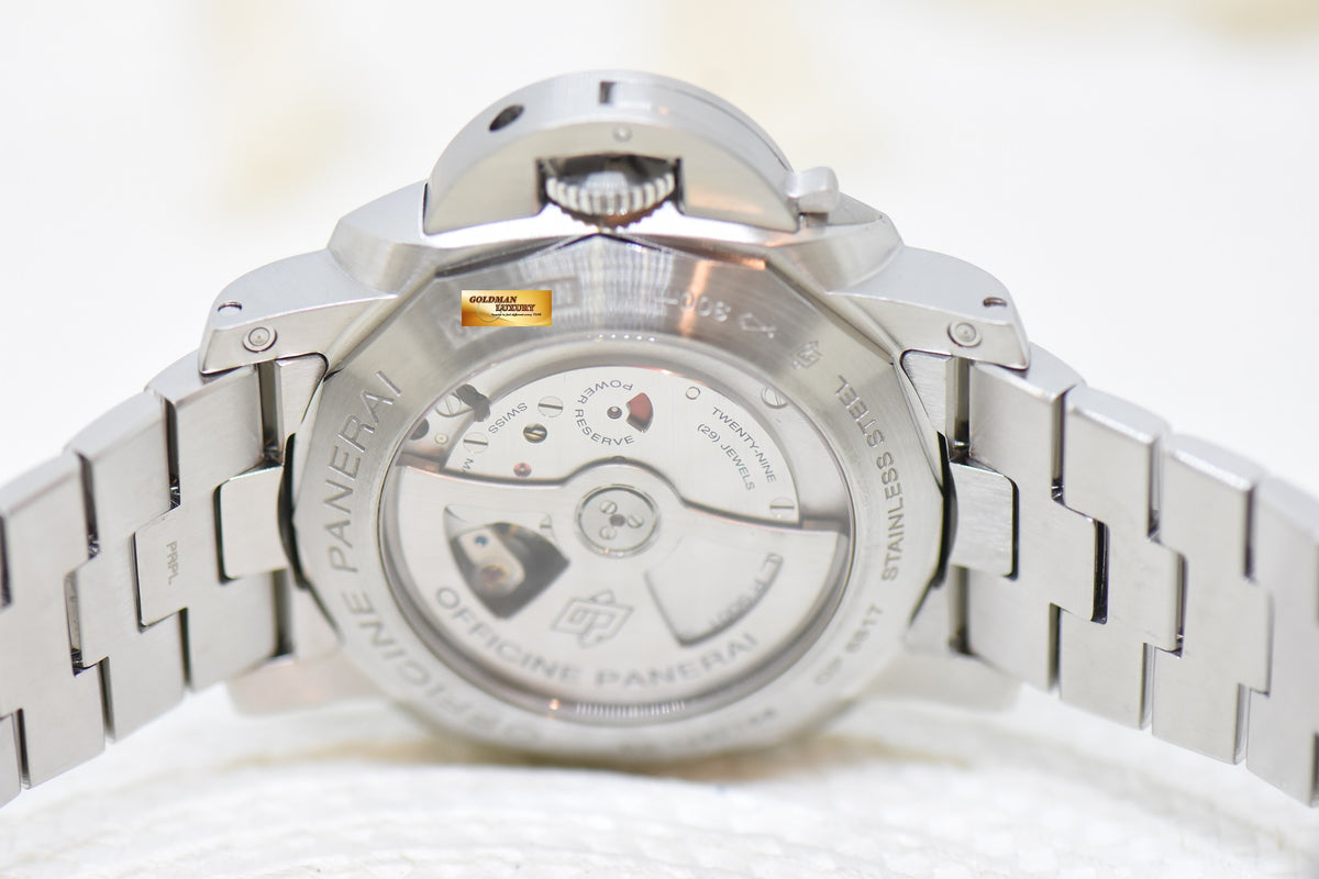 PANERAI LUMINOR 1950 GMT 44mm STEEL IN BRACELET AUTOMATIC BLACK PAM 329 (MINT)