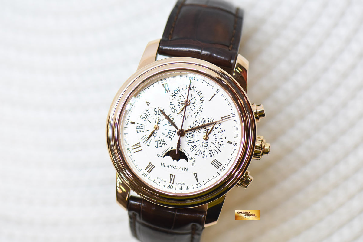 BLANCPAIN Le BRASSUS QUANTIEME PERPETUAL FLYBACK RATTRAPANTE CHRONOGRAPH 42mm ROSE GOLD IN LEATHER STRAP AUTOMATIC 4286P-3642-55B (MINT)