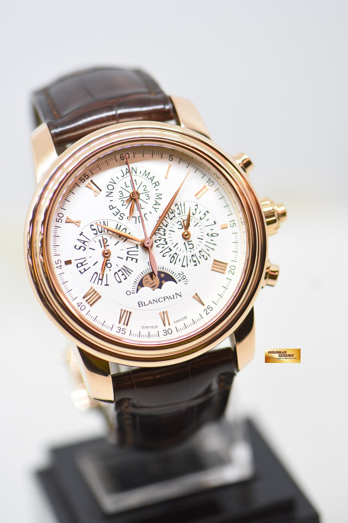 BLANCPAIN Le BRASSUS QUANTIEME PERPETUAL FLYBACK RATTRAPANTE CHRONOGRAPH 42mm ROSE GOLD IN LEATHER STRAP AUTOMATIC 4286P-3642-55B (MINT)