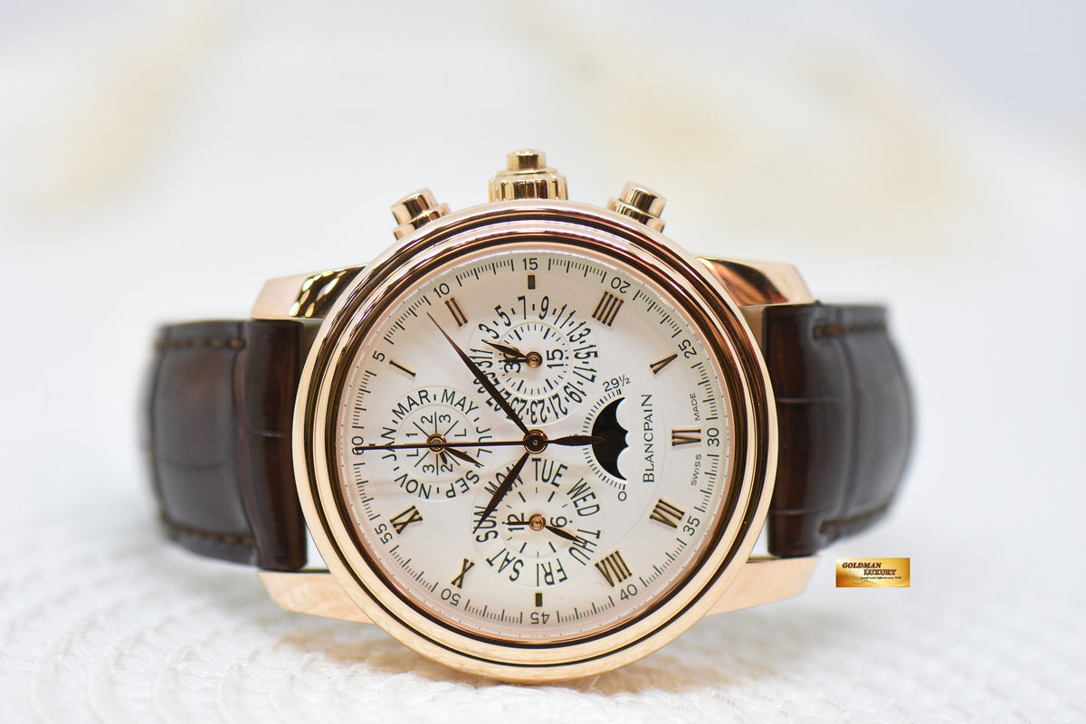 BLANCPAIN Le BRASSUS QUANTIEME PERPETUAL FLYBACK RATTRAPANTE CHRONOGRAPH 42mm ROSE GOLD IN LEATHER STRAP AUTOMATIC 4286P-3642-55B (MINT)