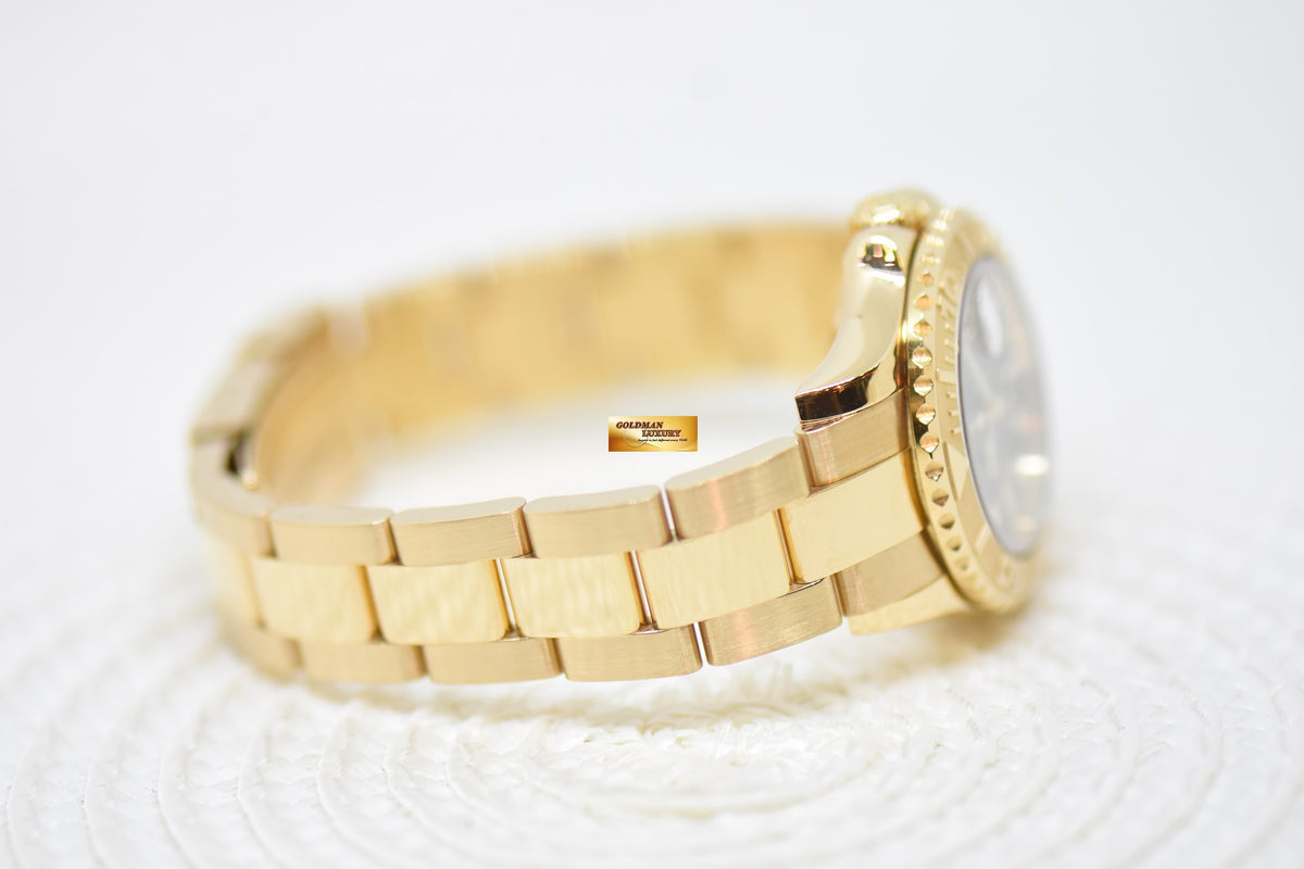 ROLEX OYSTER YACHTMASTER 29mm YELLOW GOLD IN BRACELET TAHITIAN MOP DIAL 169628 (MINT)
