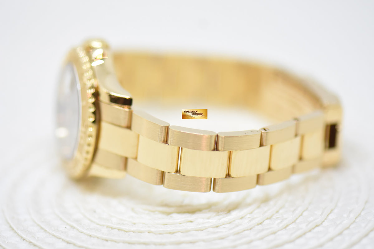 ROLEX OYSTER YACHTMASTER 29mm YELLOW GOLD IN BRACELET TAHITIAN MOP DIAL 169628 (MINT)