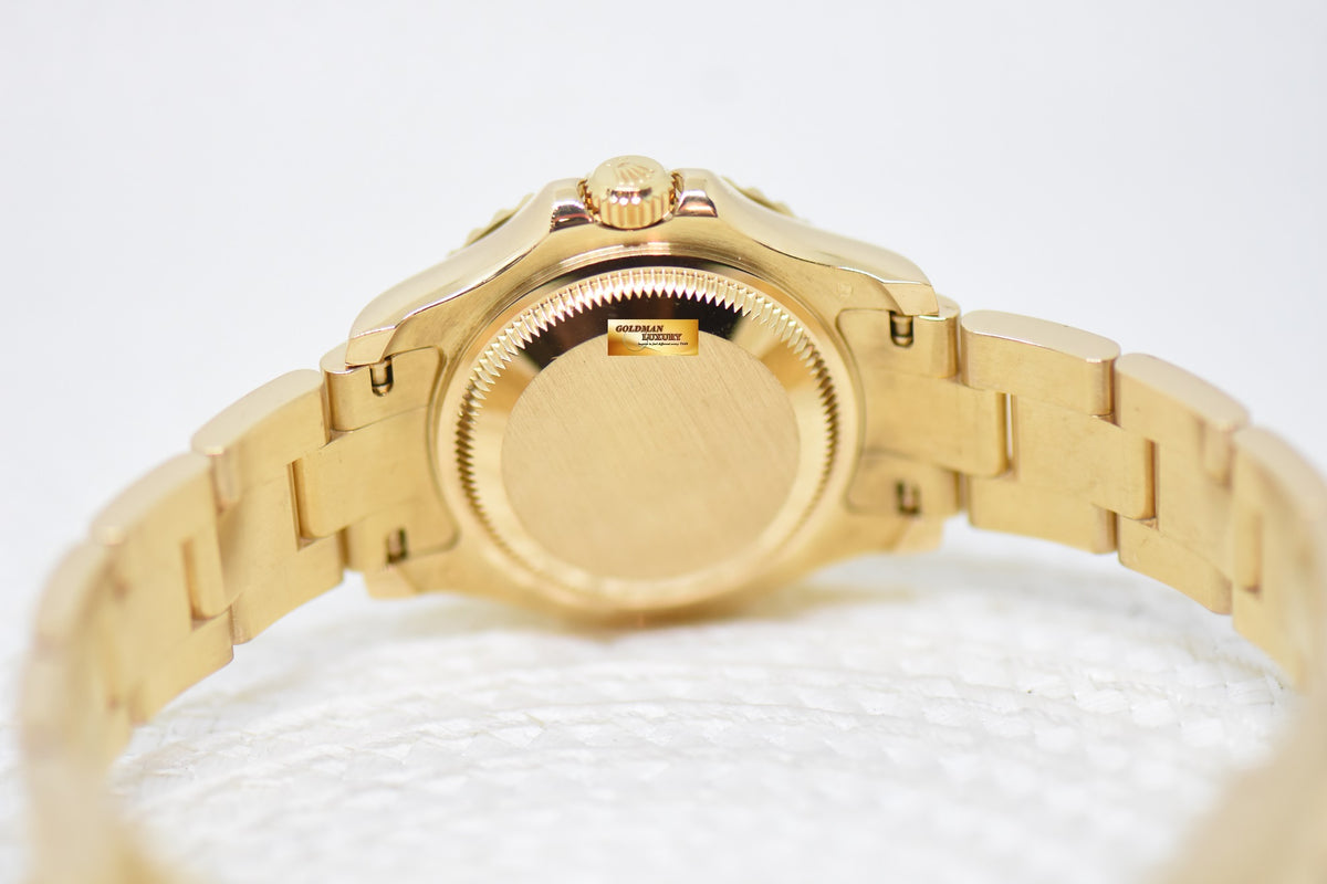 ROLEX OYSTER YACHTMASTER 29mm YELLOW GOLD IN BRACELET TAHITIAN MOP DIAL 169628 (MINT)