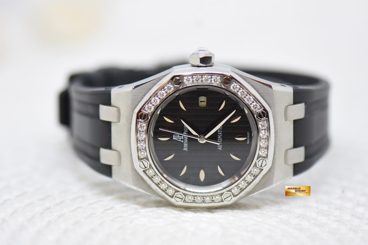 AUDEMARS PIGUET ROYAL OAK LADIES 33mm STEEL ORIGINAL DIAMOND BEZEL AUTOMATIC 77321ST (MINT)