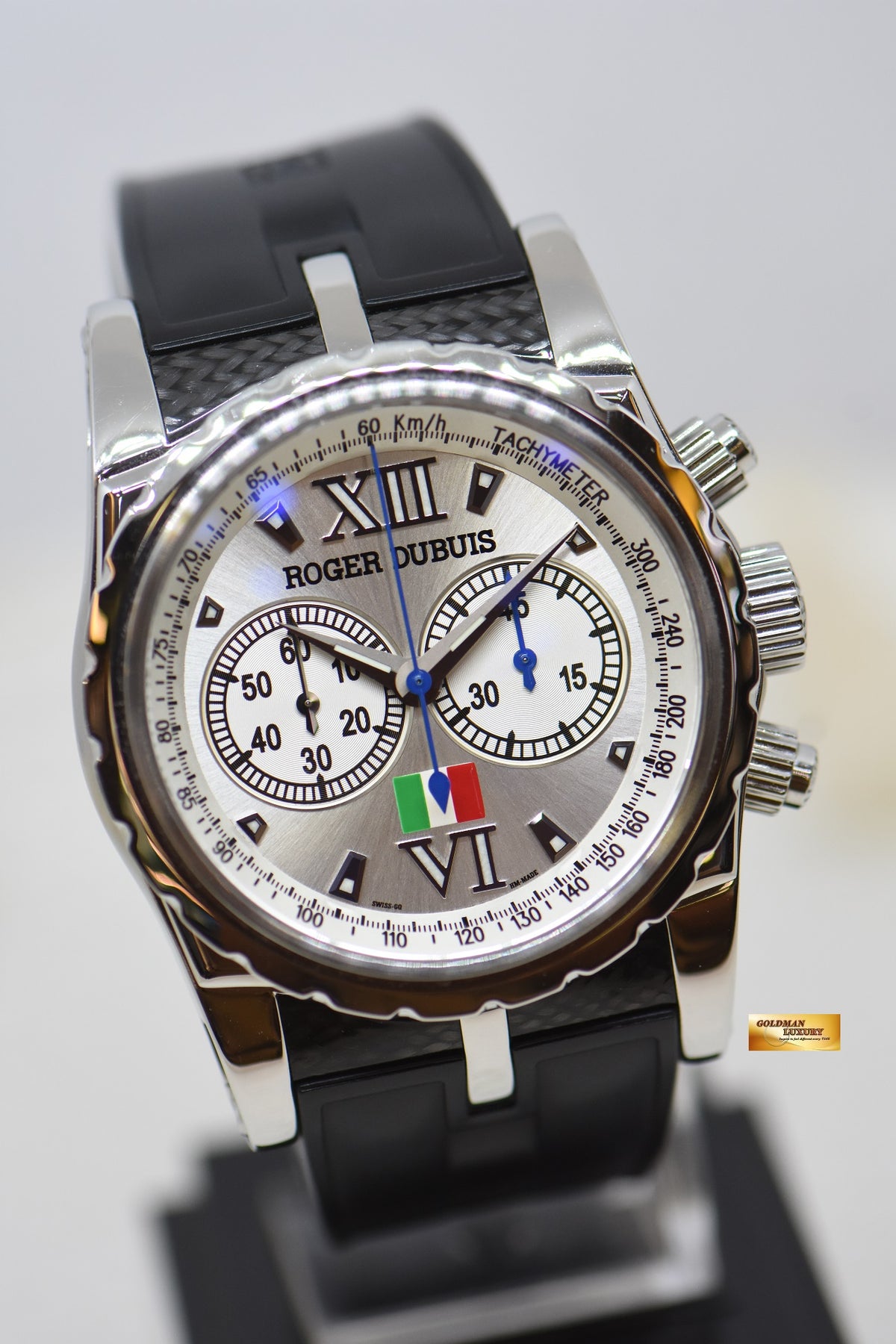 ROGER DUBUIS SYMPATHIE CHRONOGRAPH 43mm ITALIAN EDITION STEEL IN RUBBER AUTOMATIC LIMITED EDITION OF 88 (NEAR MINT)