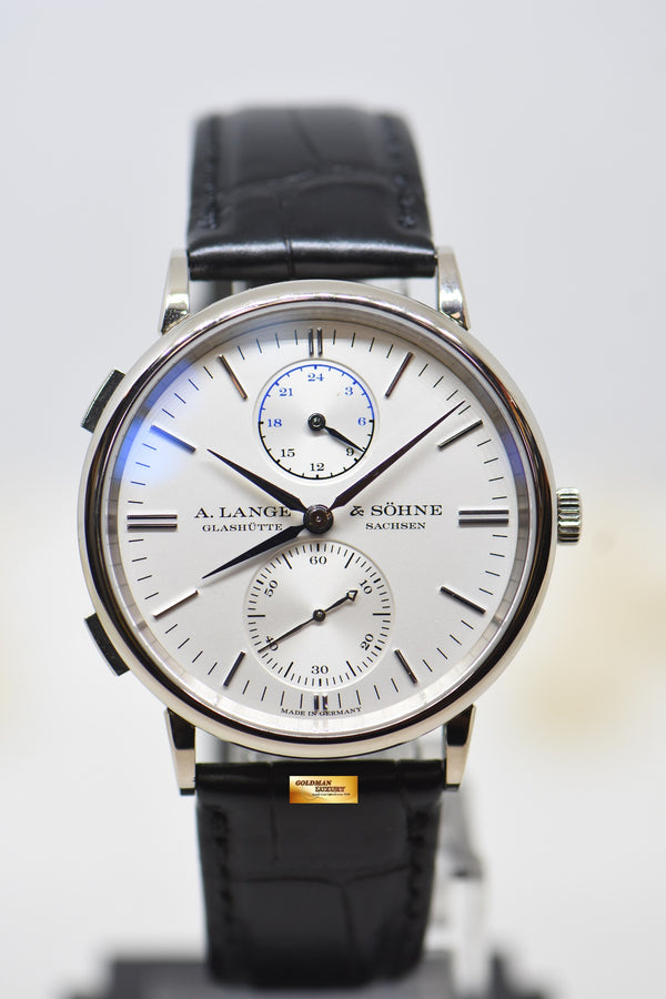 [SOLD] A.LANGE & SOHNE SAXONIA DUAL TIME 38.5mm WHITE GOLD IN STRAP AUTOMATIC 386.026 (MINT)