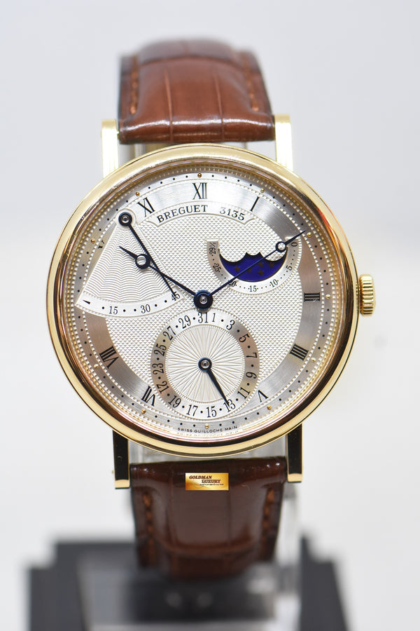 BREGUET CLASSIQUE POWER RESERVE MOONPHASE 39mm YELLOW GOLD IN LEATHER STRAP AUTOMATIC 7137BA (MINT)