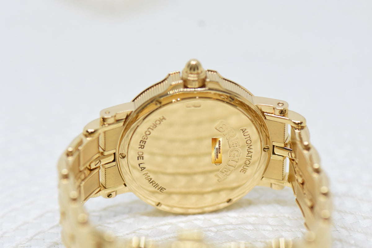 BREGUET MARINE LADY 35mm YELLOW GOLD IN BRACELET AUTOMATIC 5800BA (MINT)