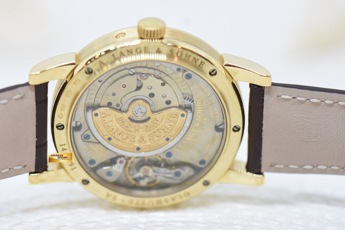 A.LANGE & SOHNE SAX-O-MAT LANGEMATIK 38.5mm YELLOW GOLD PERPETUAL CALENDAR MOONPHASE OUTSIZED DATE AUTOMATIC 310.021 (MINT)