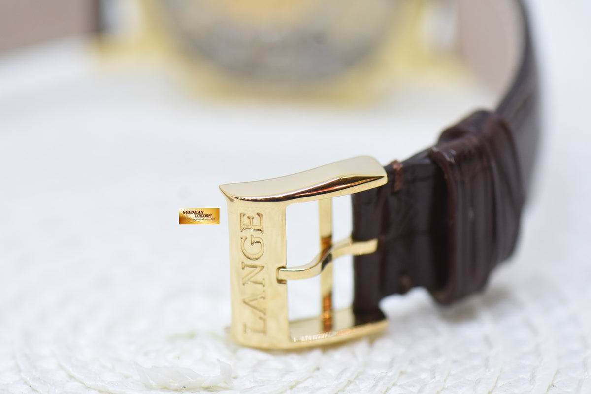 A.LANGE & SOHNE SAX-O-MAT LANGEMATIK 38.5mm YELLOW GOLD PERPETUAL CALENDAR MOONPHASE OUTSIZED DATE AUTOMATIC 310.021 (MINT)