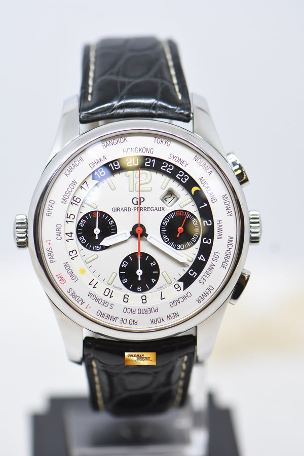 GIRARD PERREGAUX WW.TC WORLD TIME CHRONOGRAPH STEEL IN LEATHER AUTOMATIC 49805 (MINT)