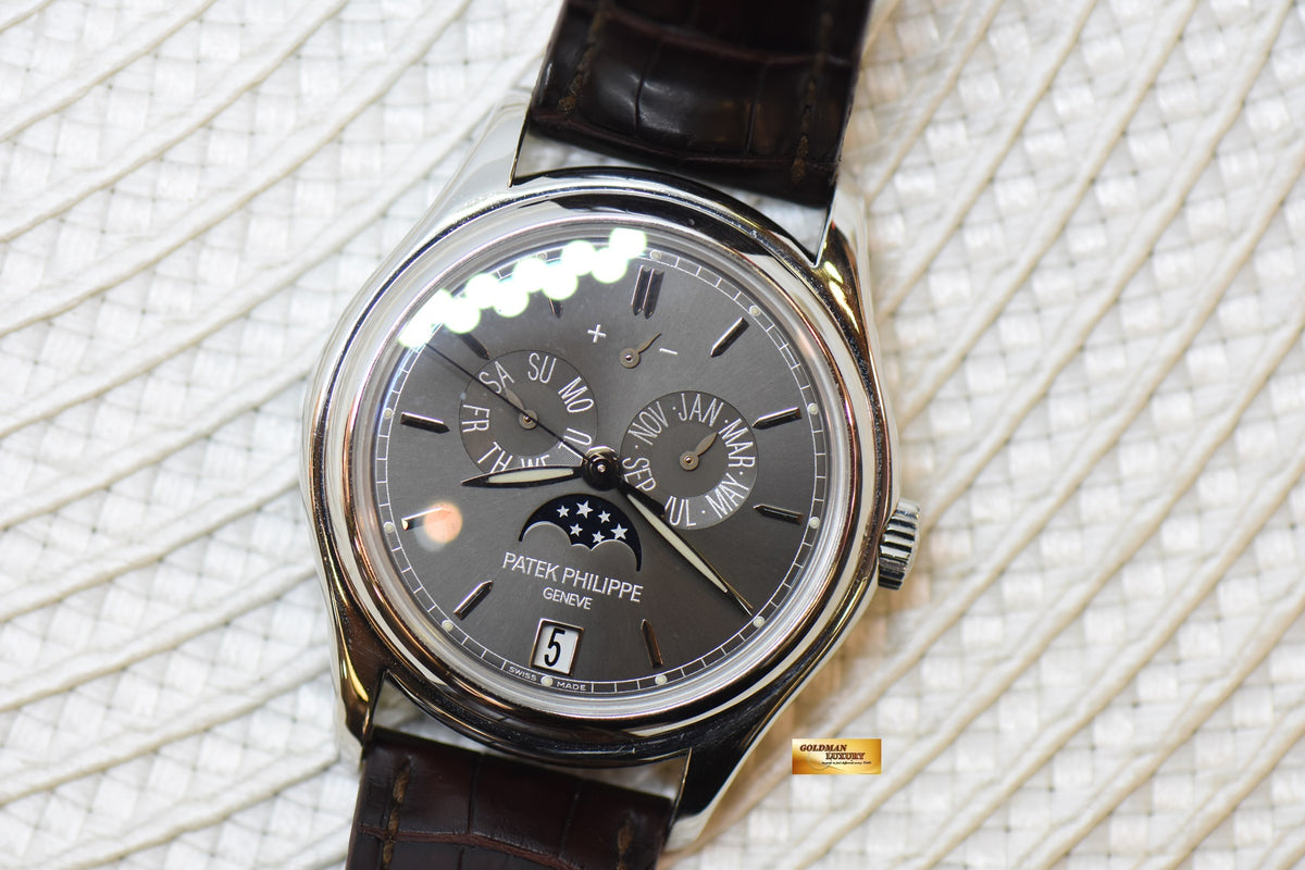 PATEK PHILIPPE ANNUAL CALENDAR 39mm MOON-PHASE w/ POWER RESERVE PLATINUM AUTOMATIC 5146P (MINT)