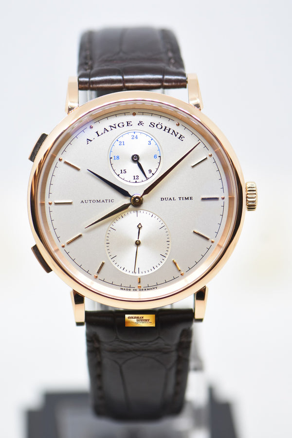 A.LANGE & SOHNE SAXONIA DUAL TIME 39.8mm ROSE GOLD IN STRAP AUTOMATIC 385.032 (MINT)