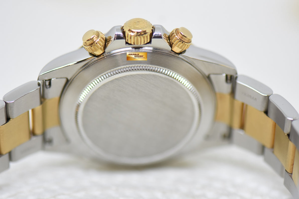 ROLEX OYSTER DAYTONA CHRONOGRAPH 40mm HALF-GOLD IN BRACELET ZENITH MVT WHITE DIAL 16523 (MINT)