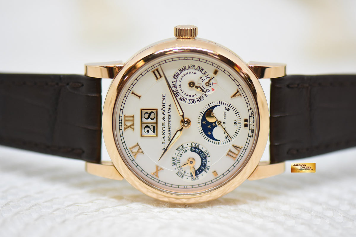 A.LANGE & SOHNE SAX-O-MAT LANGEMATIK 38.5mm ROSE GOLD PERPETUAL CALENDAR MOONPHASE OUTSIZED DATE AUTOMATIC 310.032 (NEW-UNWORN)