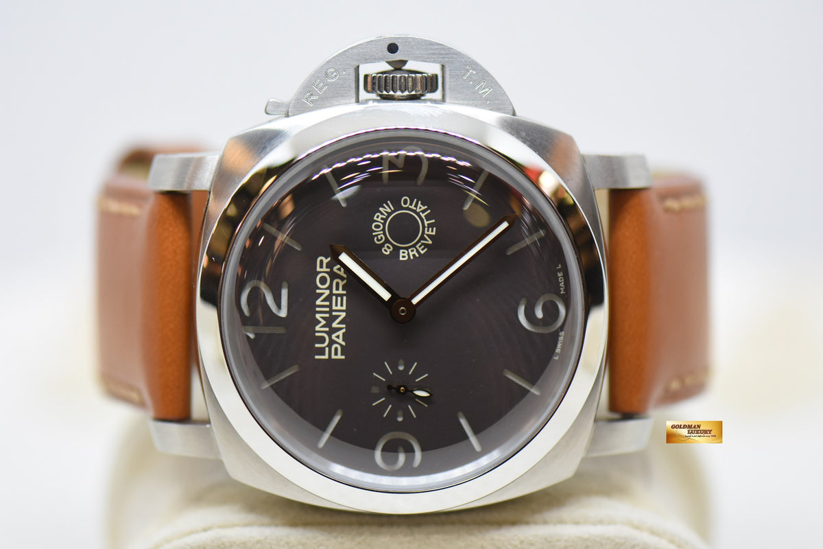 PANERAI LUMINOR 1950 47mm 8 DAYS STEEL IN LEATHER STRAP ANGELUS SF MANUAL PAM 203 (MINT)
