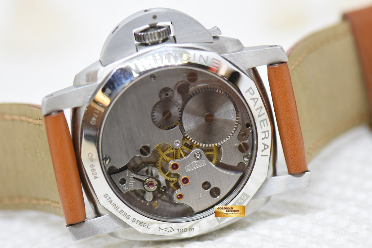 PANERAI LUMINOR 1950 47mm 8 DAYS STEEL IN LEATHER STRAP ANGELUS SF MANUAL PAM 203 (MINT)