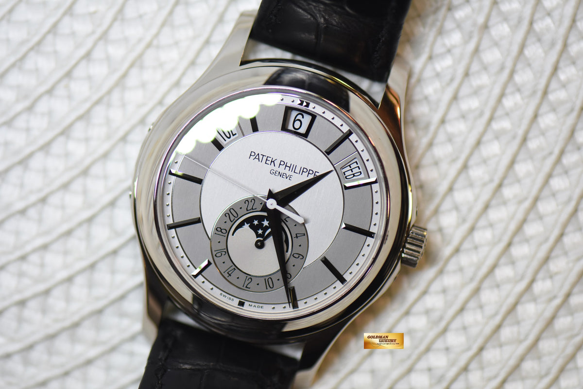 PATEK PHILIPPE ANNUAL CALENDAR 40mm MOONPHASE WHITE GOLD IN GREY DIAL AUTOMATIC 5205G (MINT)