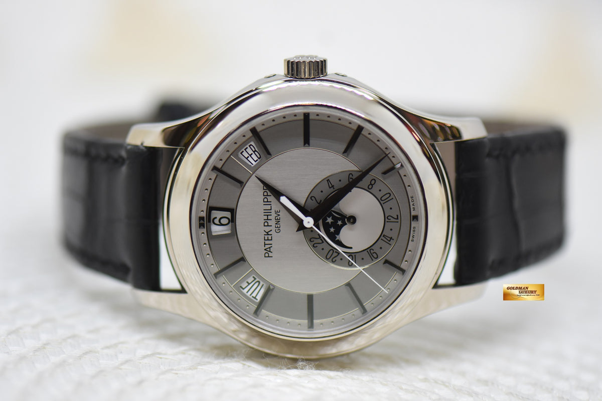 PATEK PHILIPPE ANNUAL CALENDAR 40mm MOONPHASE WHITE GOLD IN GREY DIAL AUTOMATIC 5205G (MINT)