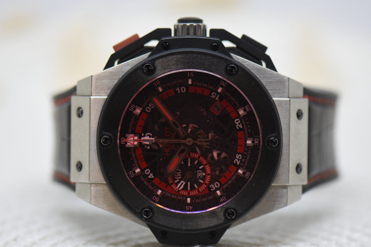 HUBLOT KING POWER UEFA EURO2012 POLAND-UKRAINE RED CHRONOGRAPH 48mm TITANIUM IN LEATHER STRAP AUTOMATIC 716.NM.1129.RX.EUR12 (MINT)