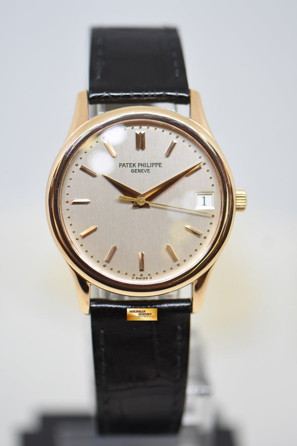 PATEK PHILIPPE CALATRAVA ROSE GOLD IN LEATHER STRAP 34mm SILVERED DIAL AUTOMATIC 3998R (MINT)
