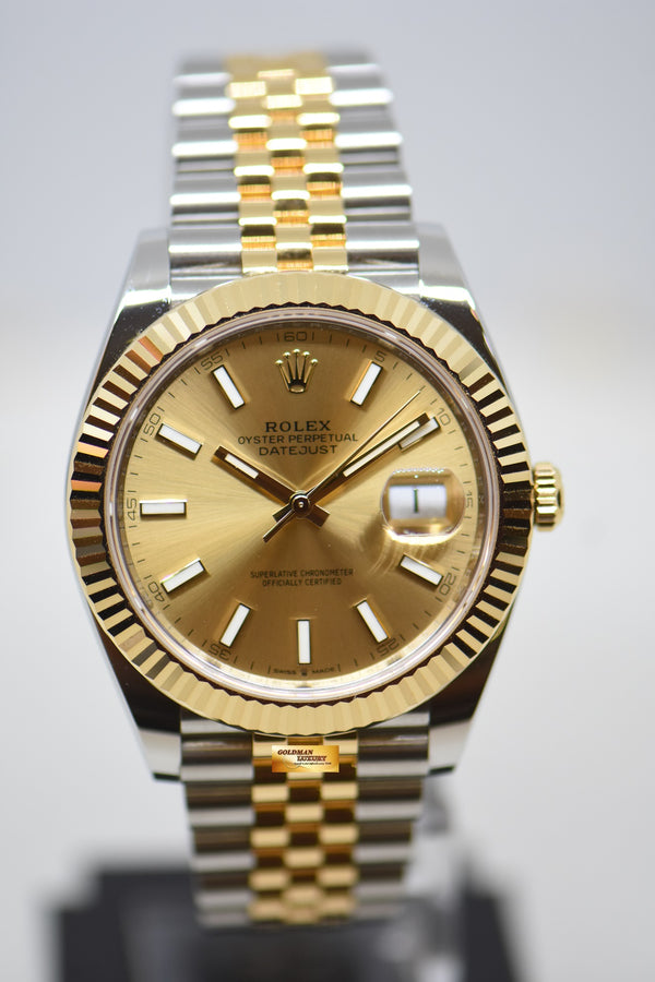 ROLEX OYSTER PERPETUAL 41mm GOLD / STEEL IN JUBILEE BRACELET CHAMPAGNE GOLD DIAL AUTOMATIC 126333 (NEW-UNWORN)