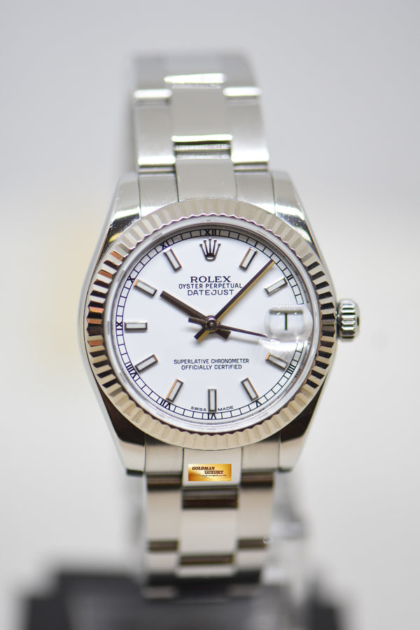 ROLEX OYSTER DATEJUST 31mm STEEL IN OYSTER BRACELET WHITE DIAL AUTOMATIC 178274 (MINT)