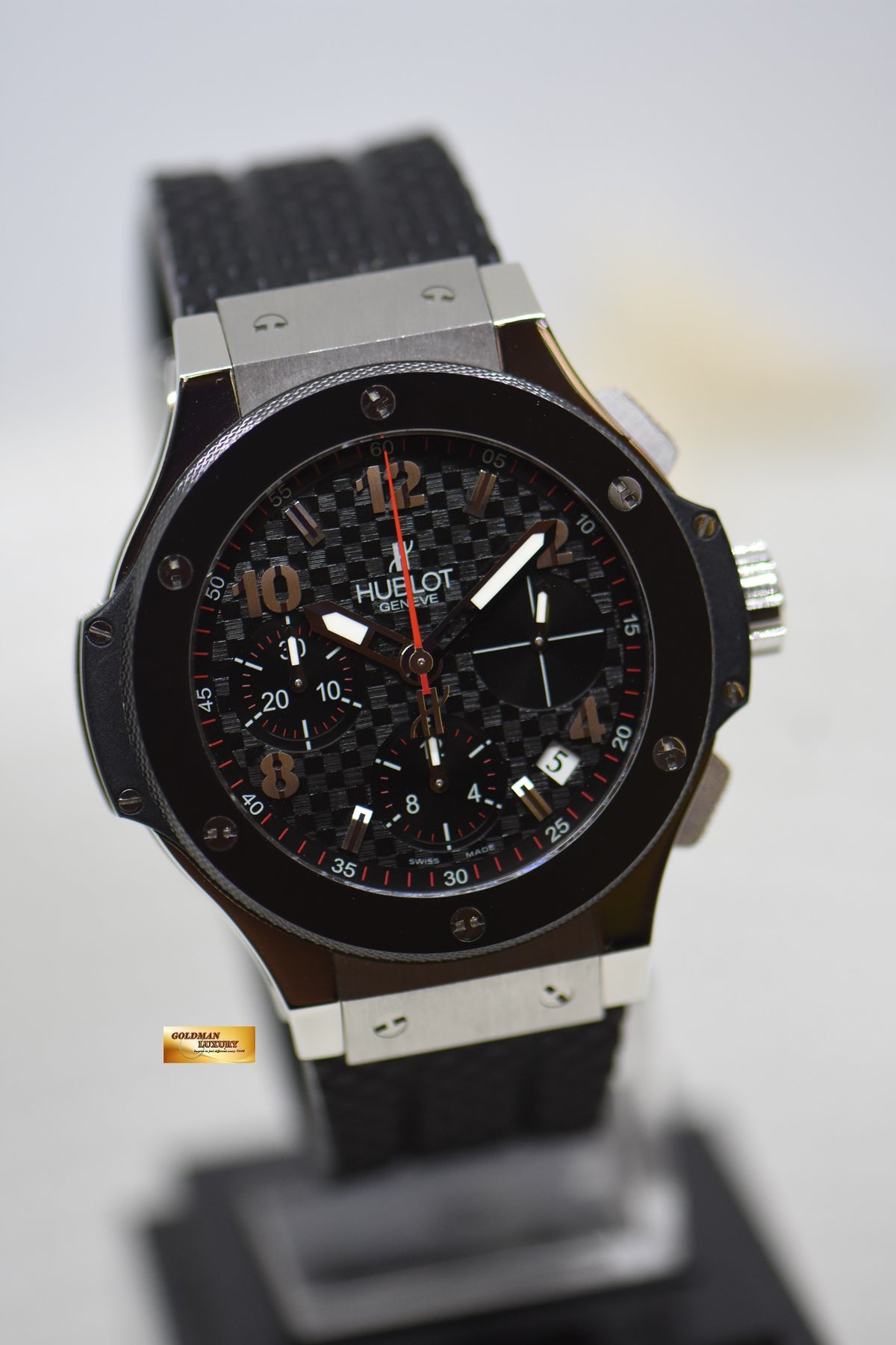 HUBLOT BIG BANG CHRONOGRAPH 41mm STEEL IN RUBBER STRAP CERAMIC BEZEL AUTOMATIC 342.SB.131.RX (MINT)