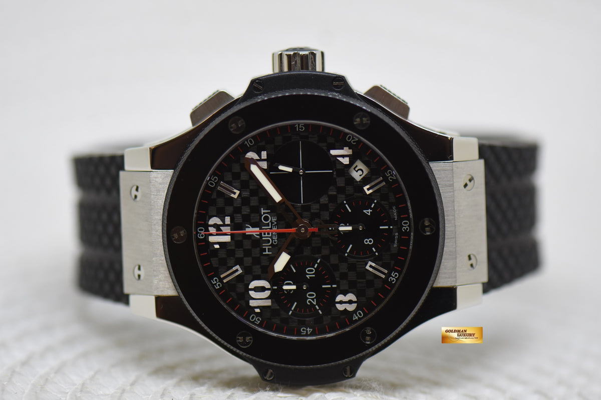 HUBLOT BIG BANG CHRONOGRAPH 41mm STEEL IN RUBBER STRAP CERAMIC BEZEL AUTOMATIC 342.SB.131.RX (MINT)