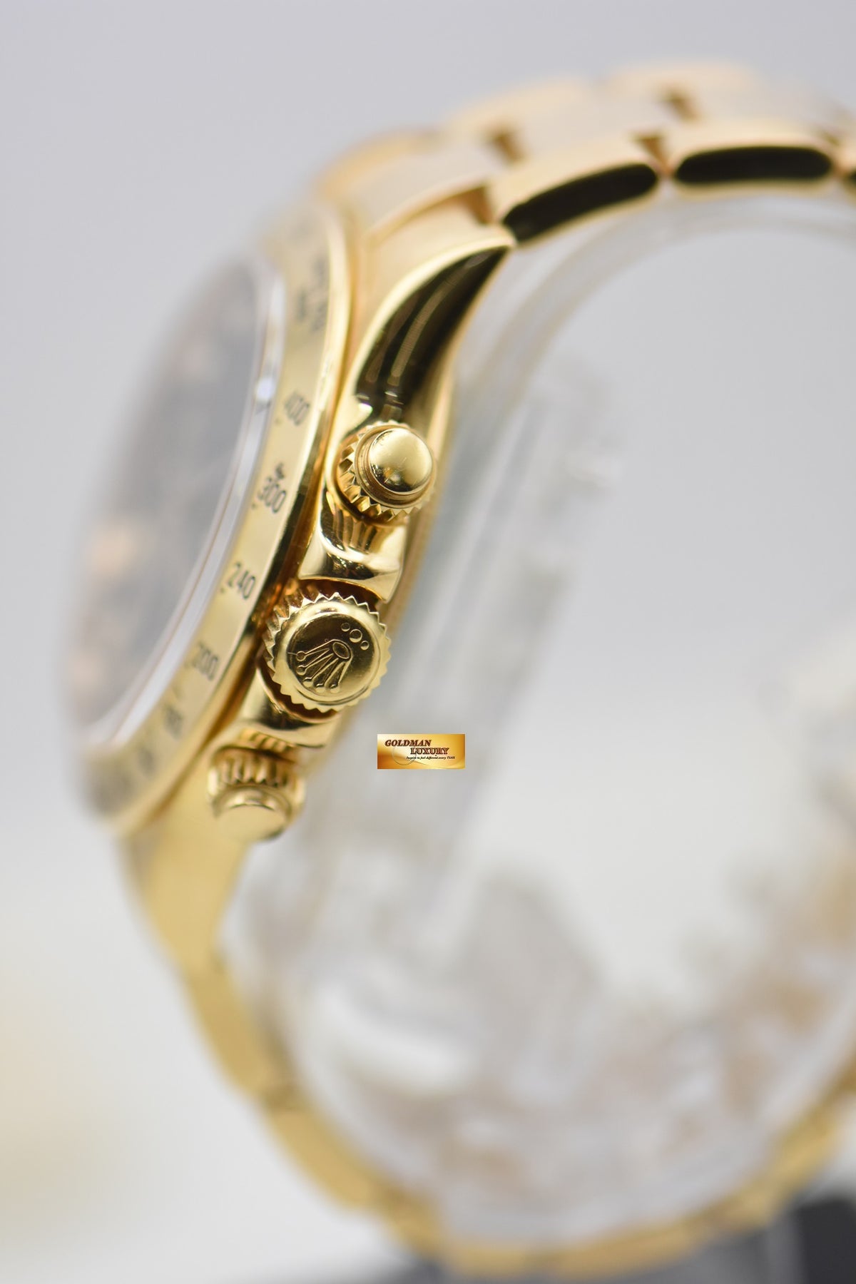 ROLEX OYSTER ZENITH DAYTONA YELLOW GOLD IN BRACELET BLACK PATRIZZI DIAMOND DIAL 16528 (LNIB)