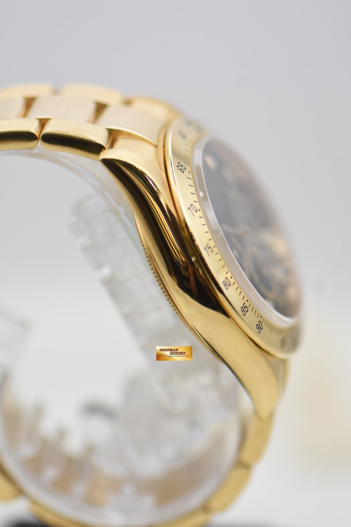 ROLEX OYSTER ZENITH DAYTONA YELLOW GOLD IN BRACELET BLACK PATRIZZI DIAMOND DIAL 16528 (LNIB)