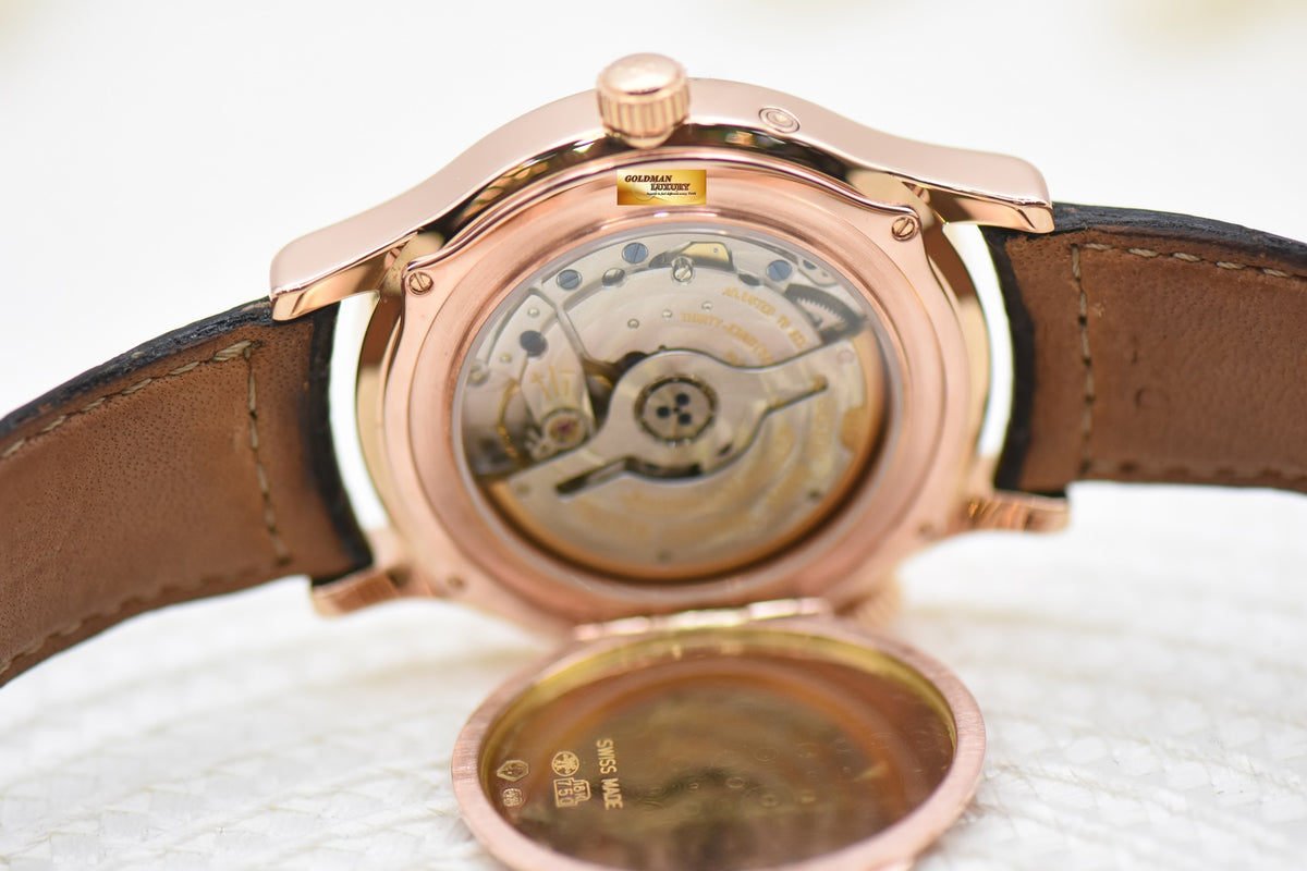JLC MASTER GEOGRAPHIC 38mm RESERVE De MARCHE GMT ROSE GOLD IN HINGED-BACK AUTOMATIC 142.2.92 (MINT)