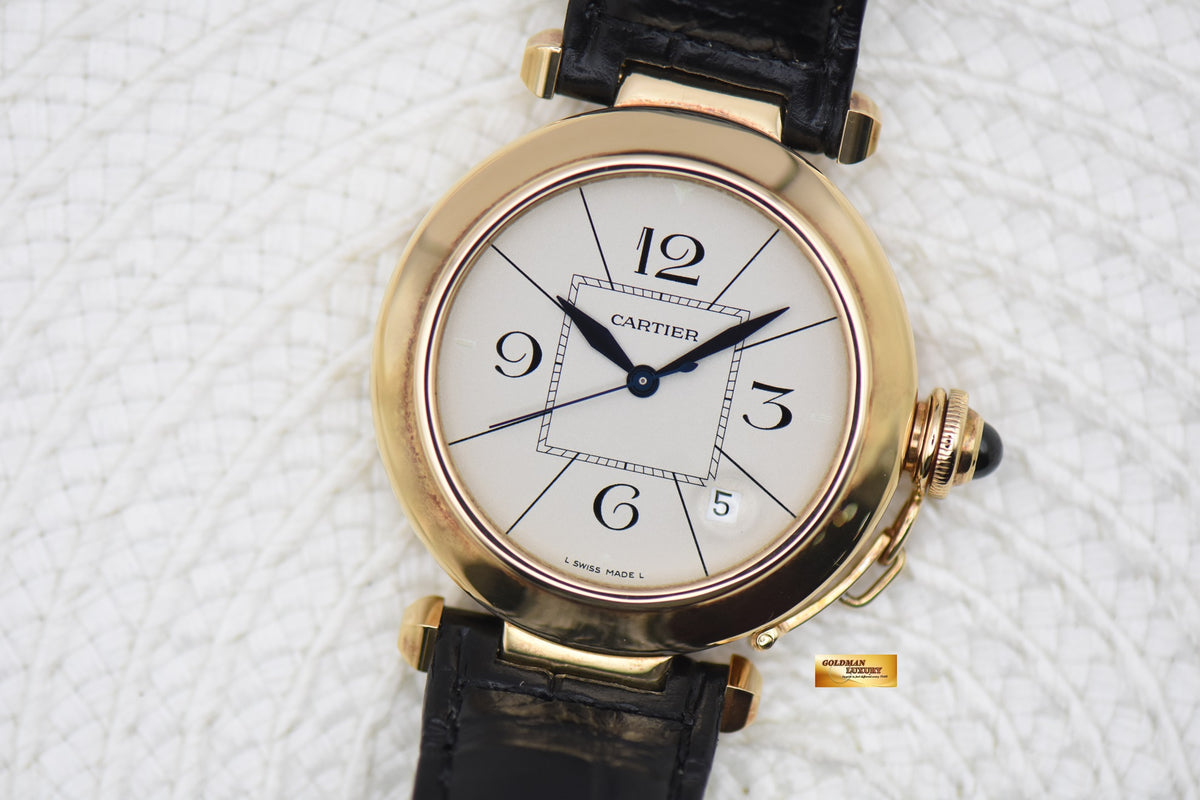 CARTIER PASHA 38mm YELLOW GOLD AUTOMATIC 1986 (MINT)