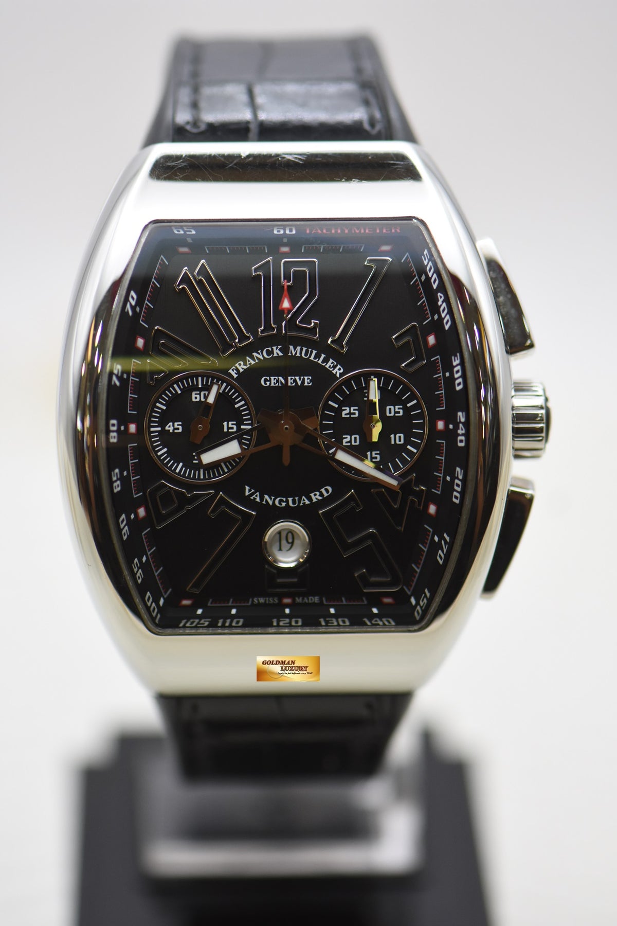 FRANCK MULLER VANGUARD CHRONOGRAPH 45mm IN STRAP BLACK AUTOMATIC V45CCDT (MINT)