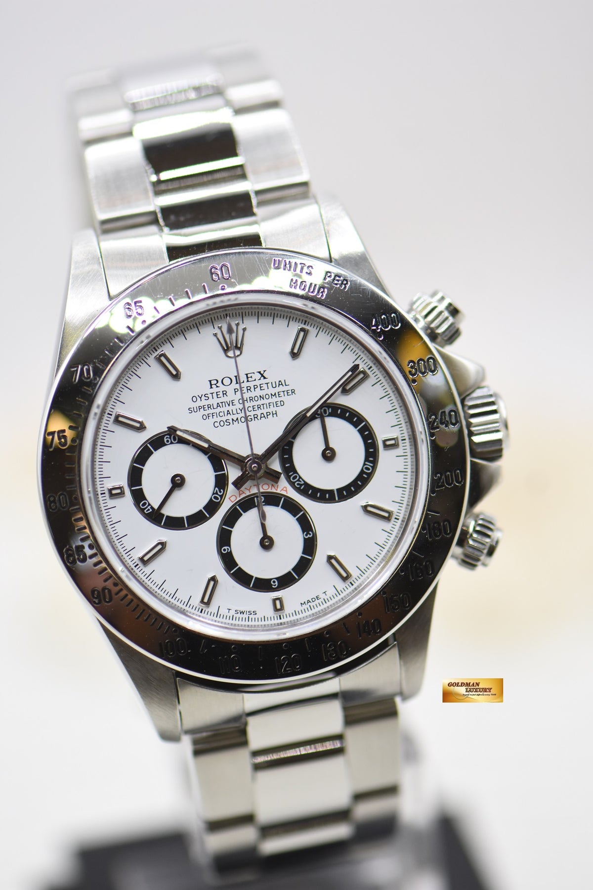 ROLEX OYSTER DAYTONA 40mm STEEL IN BRACELET WHITE DIAL “INVERTED 6” ZENITH MVT 16520 (MINT)