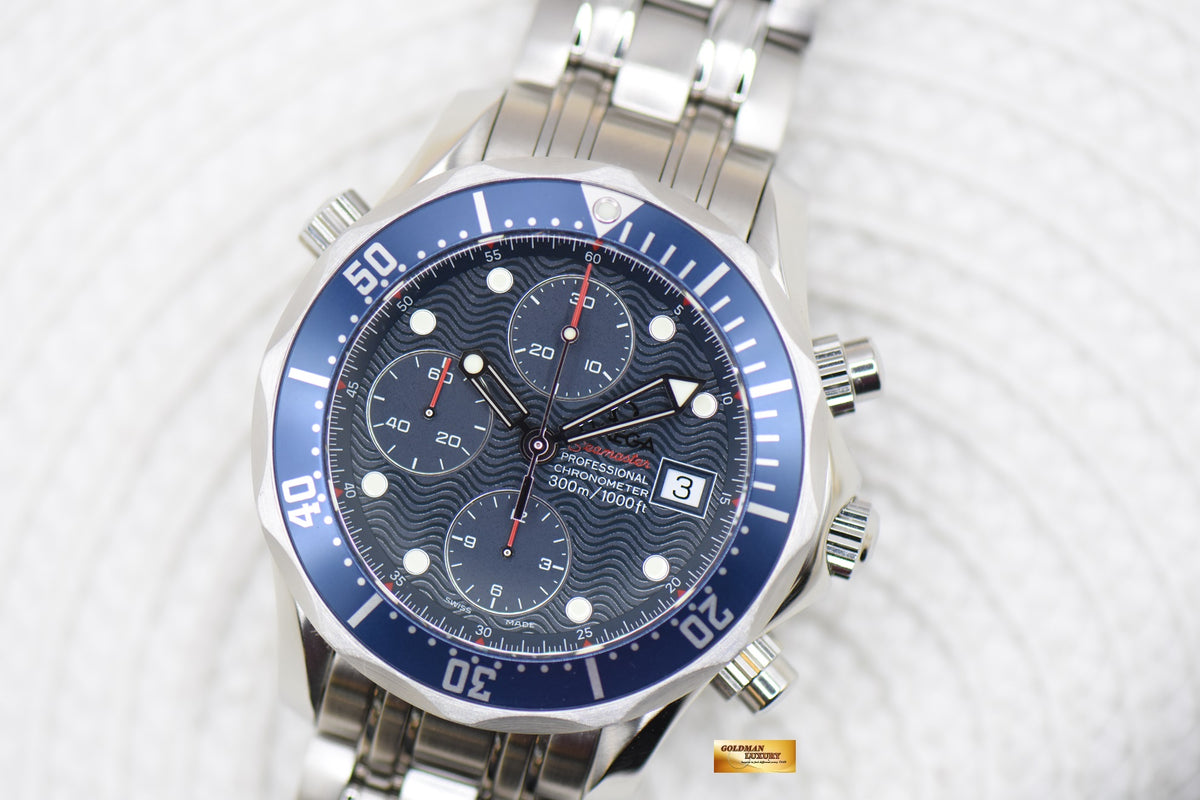 OMEGA SEAMASTER DIVER CHRONOGRAPH 42mm STEEL IN BRACELET BLUE AUTOMATIC 2225.80.00 (LNIB)