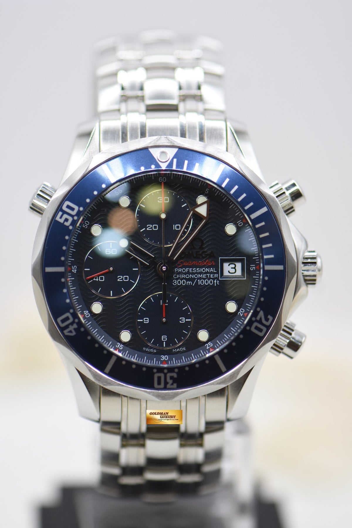 OMEGA SEAMASTER DIVER CHRONOGRAPH 42mm STEEL IN BRACELET BLUE AUTOMATIC 2225.80.00 (LNIB)