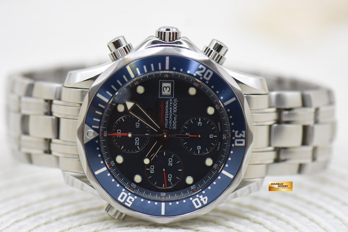 OMEGA SEAMASTER DIVER CHRONOGRAPH 42mm STEEL IN BRACELET BLUE AUTOMATIC 2225.80.00 (LNIB)