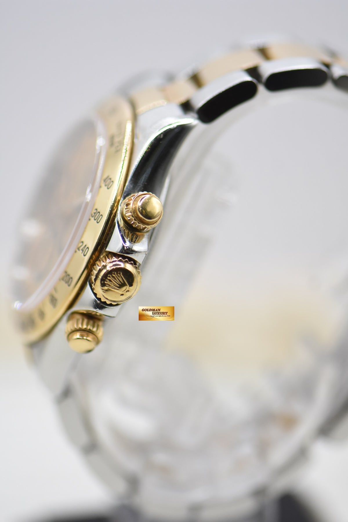 ROLEX OYSTER DAYTONA 40mm HALF GOLD IN BRACELET GOLD DIAL “INVERTED 6” ZENITH MVT 16523 (NEAR MINT)