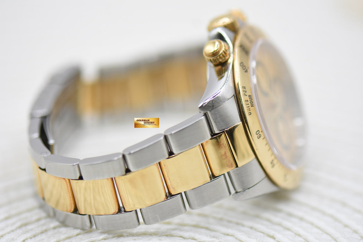 ROLEX OYSTER DAYTONA 40mm HALF GOLD IN BRACELET GOLD DIAL “INVERTED 6” ZENITH MVT 16523 (NEAR MINT)