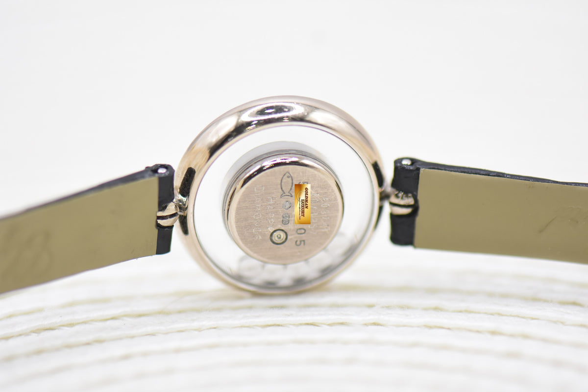 CHOPARD HAPPY DIAMONDS LADIES WHITE GOLD IN LEATHER STRAP QUARTZ 20/3957 (MINT)